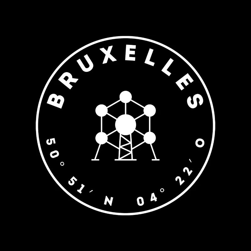 Brussels with Atomium and coordinates