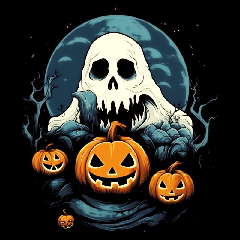 Ghost, Ghost, Moon, Pumpkin, Halloween, Costume