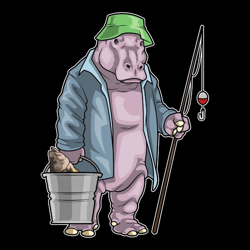 Nilpferd Angler Eimer Angeln