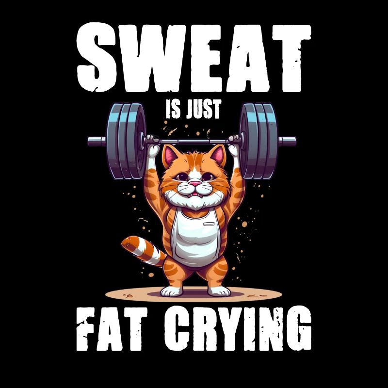 Lustige Katze Workout Sweat Is Just Fat Crying