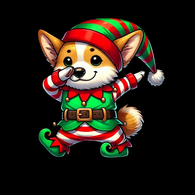 Noël Welsh Corgi Elf Drôle Welsh Corgi