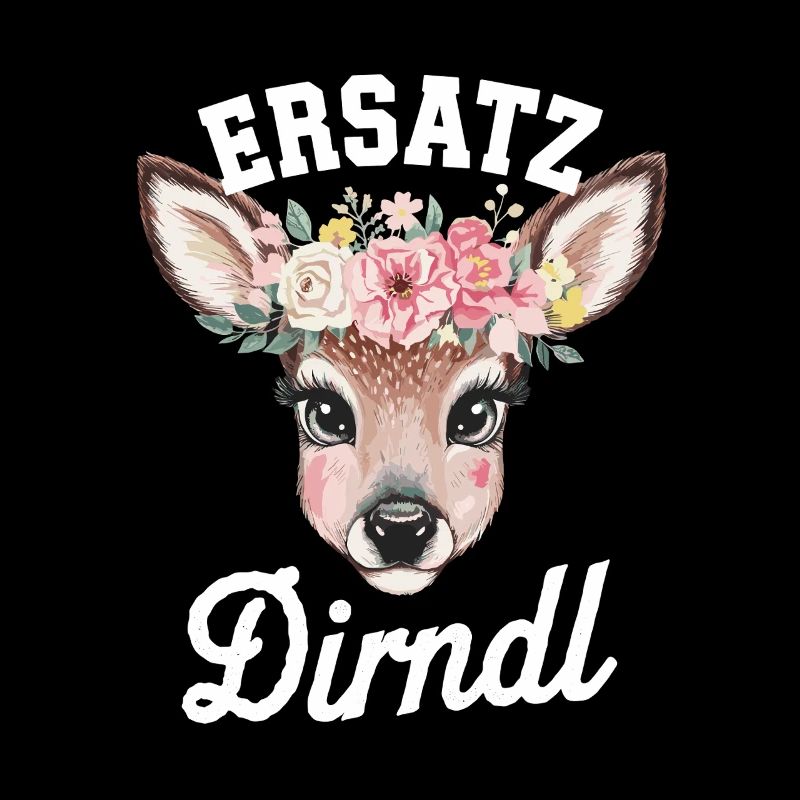 Ersatz Dirndl Blumenkranz Hirschkopf Illustration