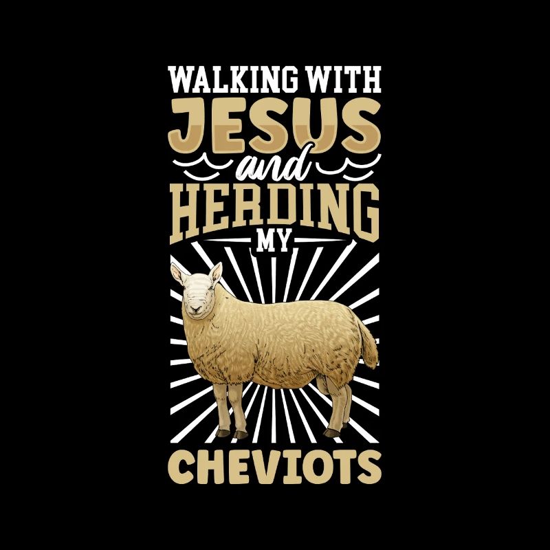 Jesus und Schaf - Cheviot-Schaf