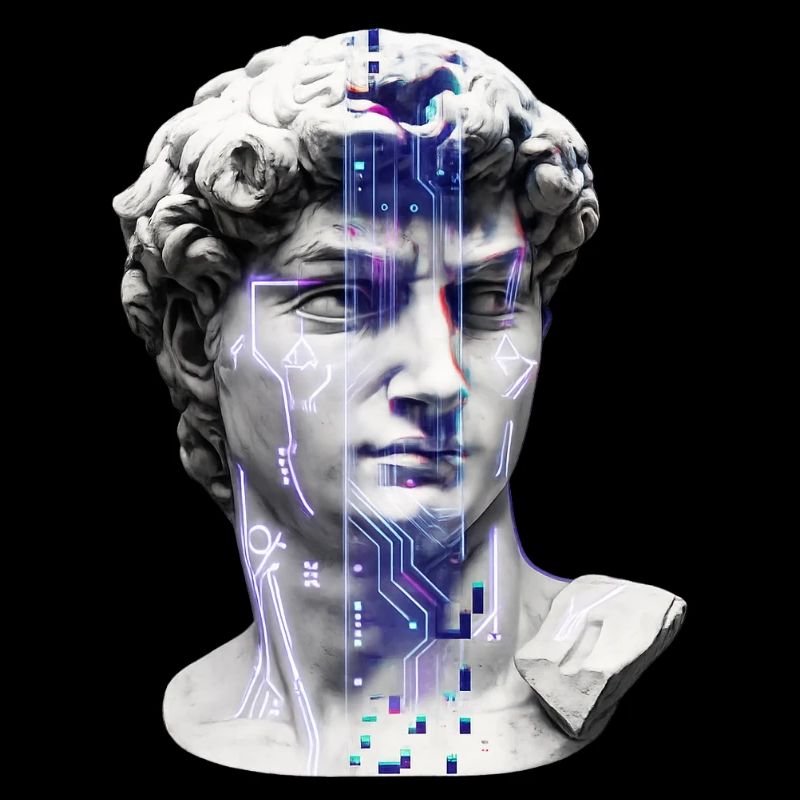 Buste cybernétique classique néon