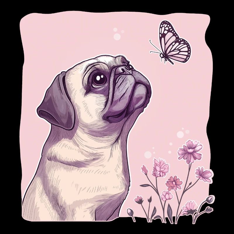 Mops mit Schmetterling