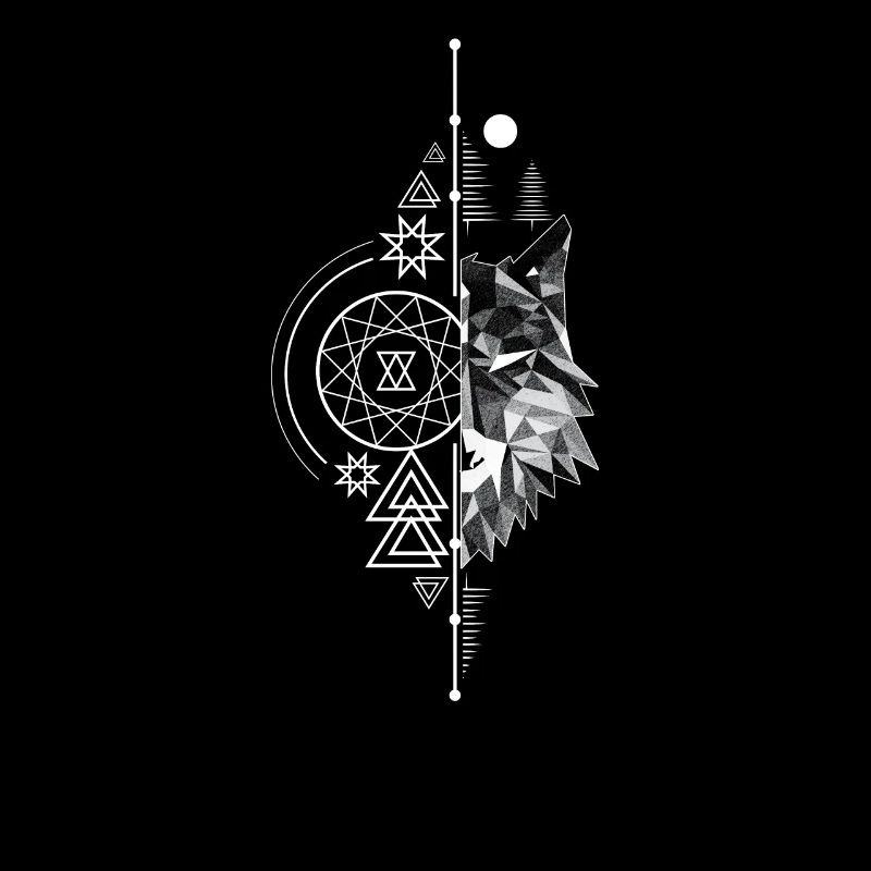 Geo Wolf Wald Symbole Zeichen Magie Geschenkidee