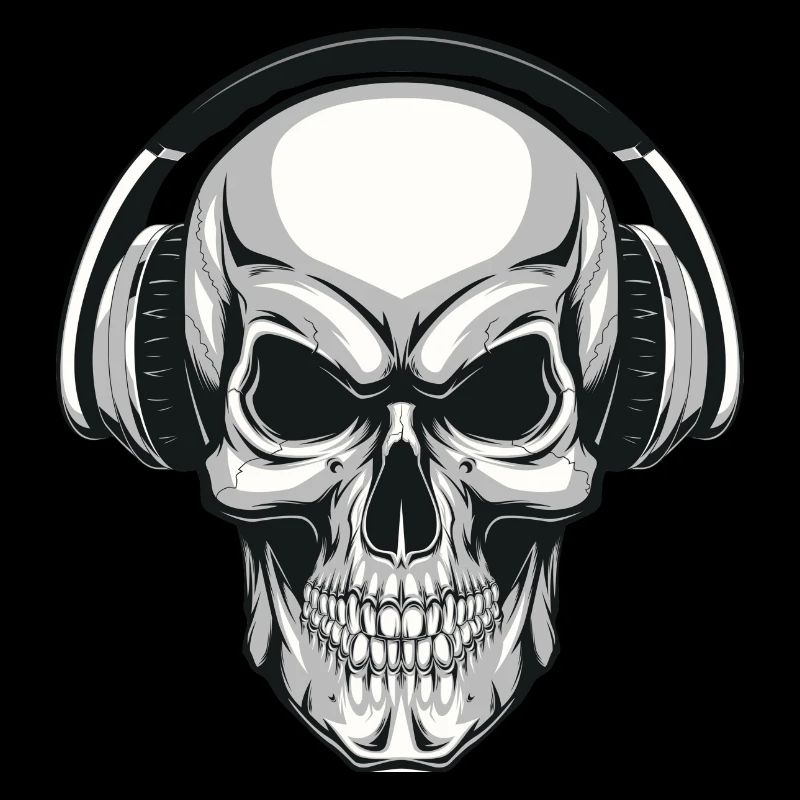 Totenkopf mit Kopfhörer