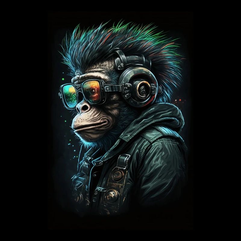 Punk Monkey avec écouteurs