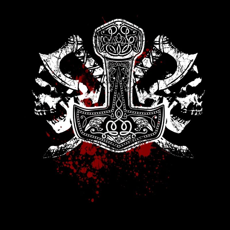Mjölnir, Thor's Hammer, Skulls, Vikings