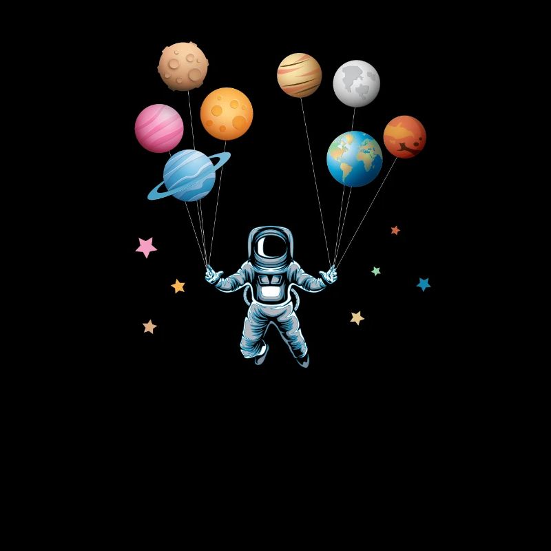 Astronaut with planets - Balloons - Funny take off
