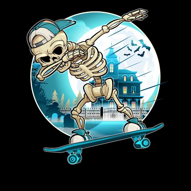Dabbing Skeleton with skateboard - Skater Skeleton