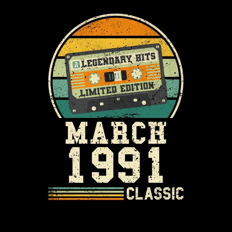 33rd Birthday March Vintage 1991 Gift Idea