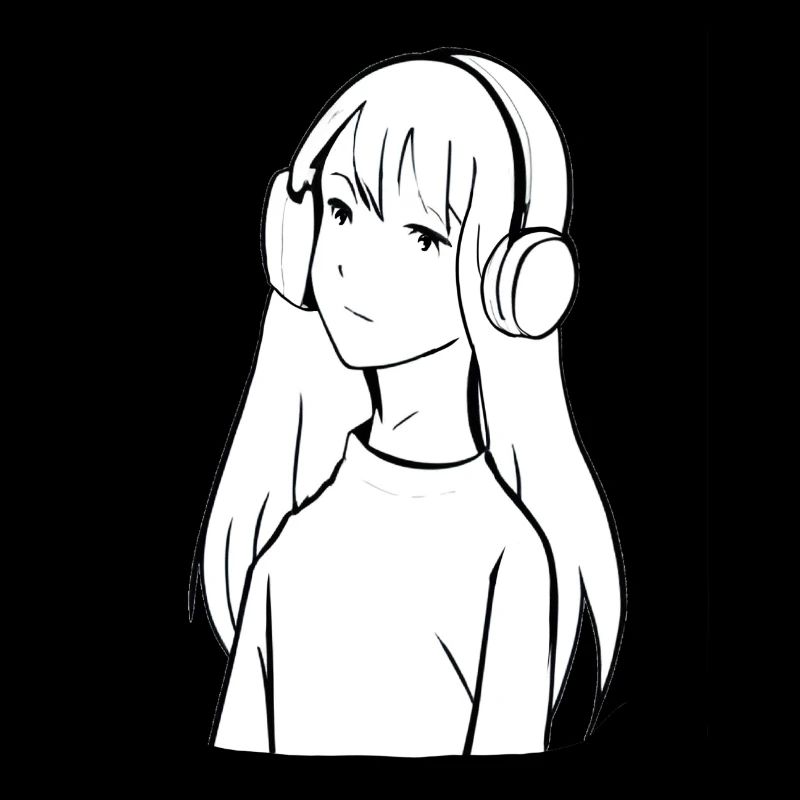 Mädchen hört Musik Kopfhörer Anime Manga