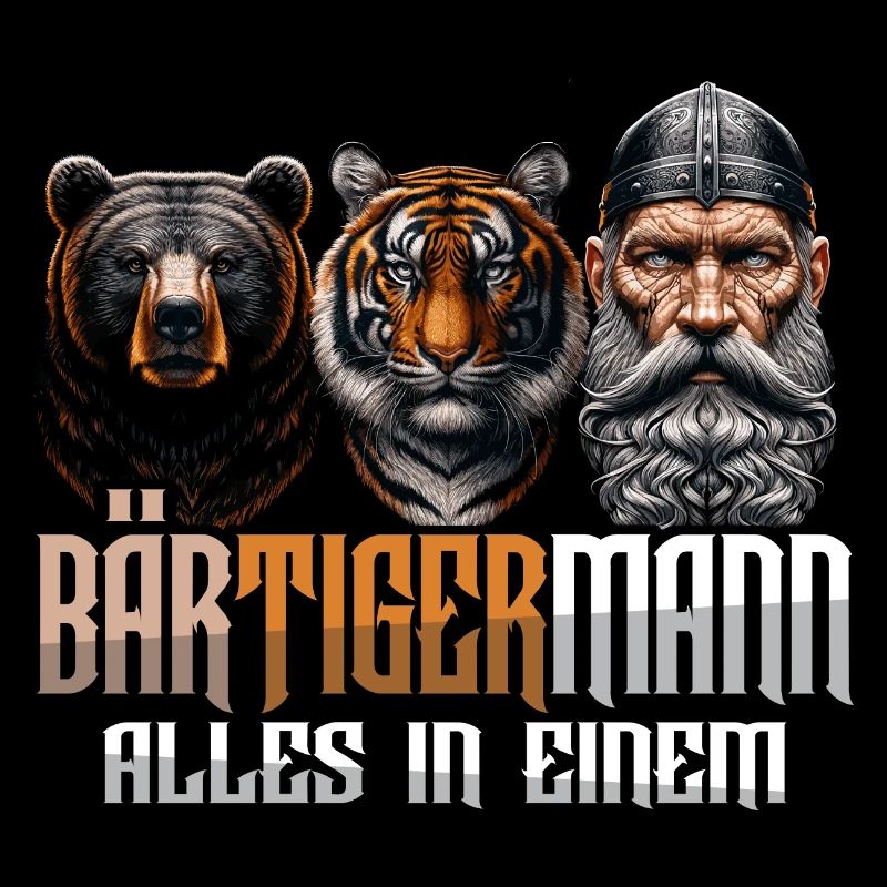 Bärtigermann Bär Tiger Mann Geschenk Bart Sprüche
