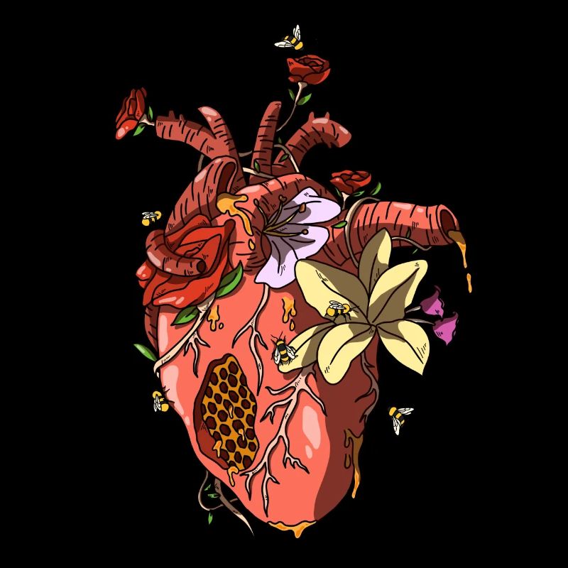 Heart hive bee design beekeeper honeycomb