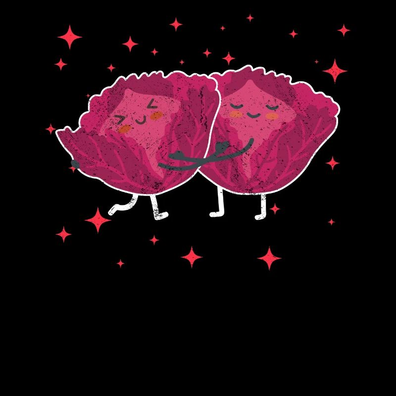 Cute Red Cabbage Couple Hugging Red Cabbage Lovers