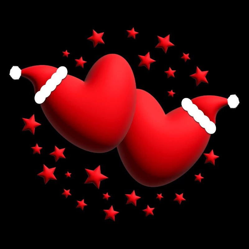 Weihnachtsherzen mit Sternen in Rot.