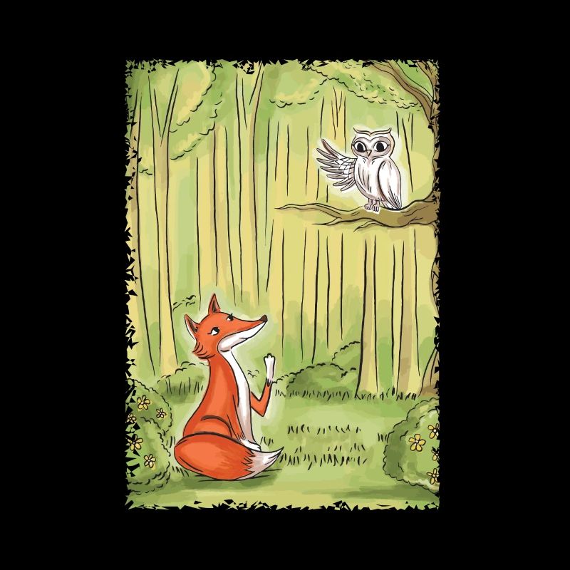 Fuchs mit Eule im Wald