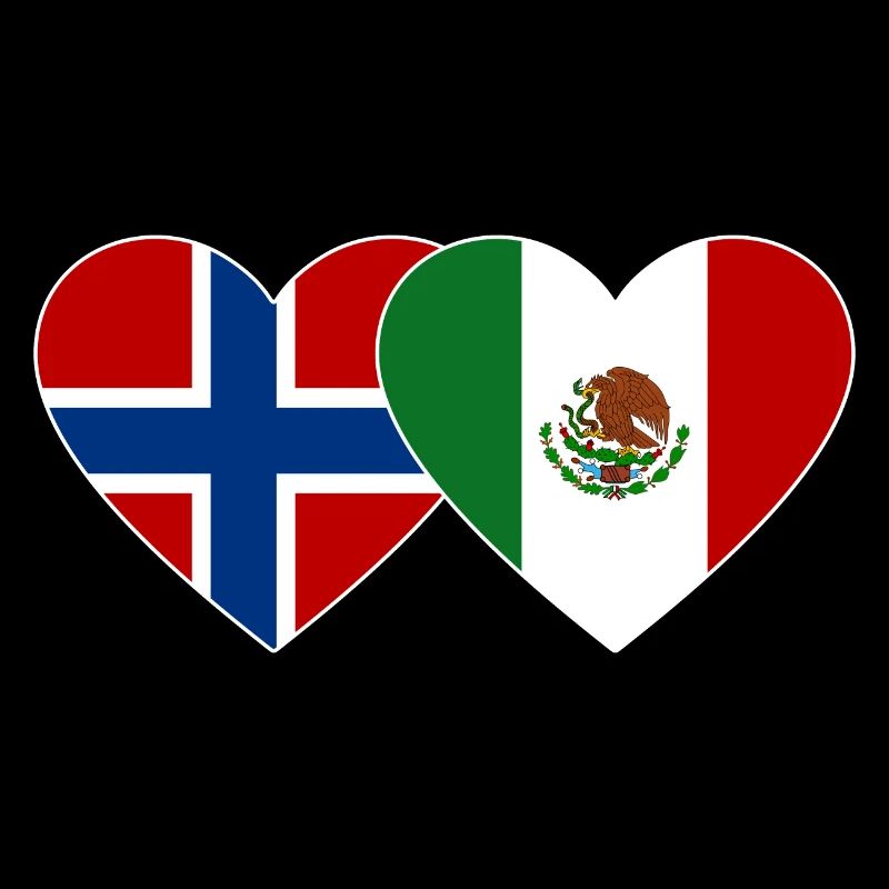 Norway Mexico Flag Heart