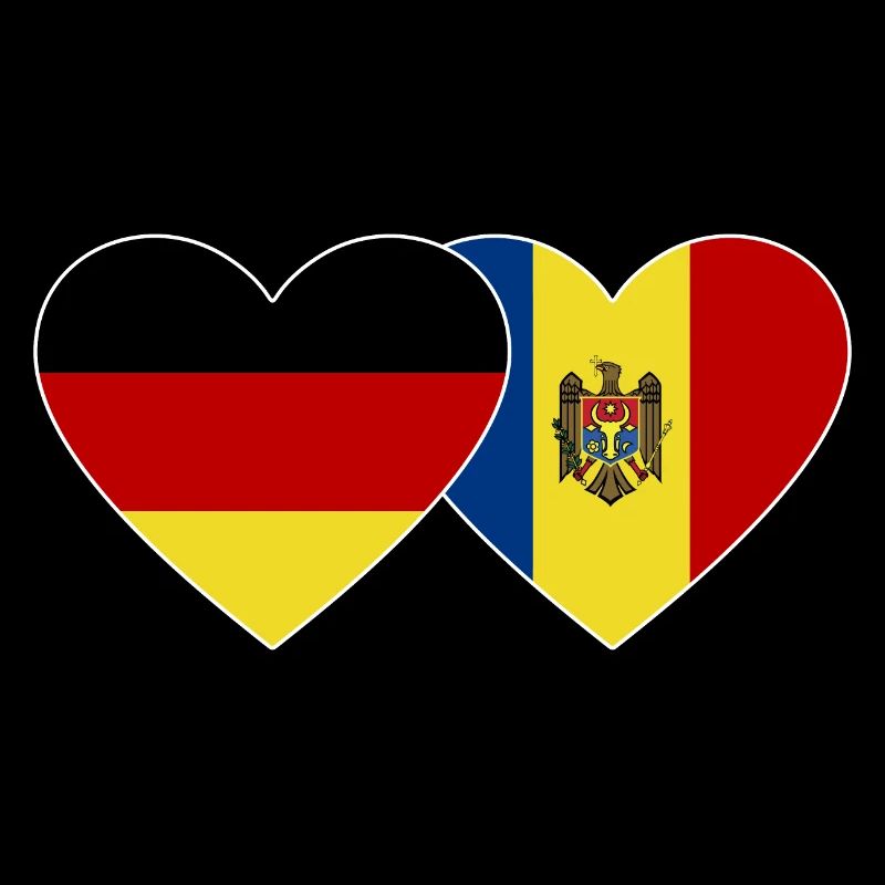 Germany Moldova Flag Heart