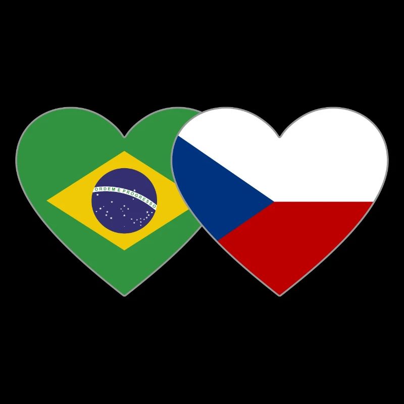 Brésil République tchèque Flag Heart