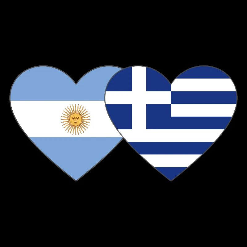 Argentine Grèce Drapeau Coeur