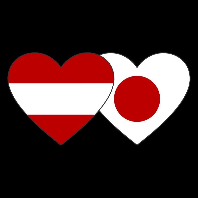 Austria Japan Flag Heart