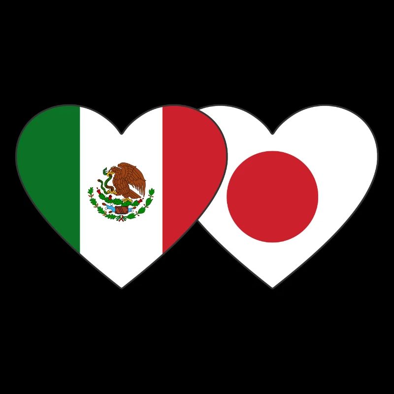 Mexiko Japan Flagge Herz