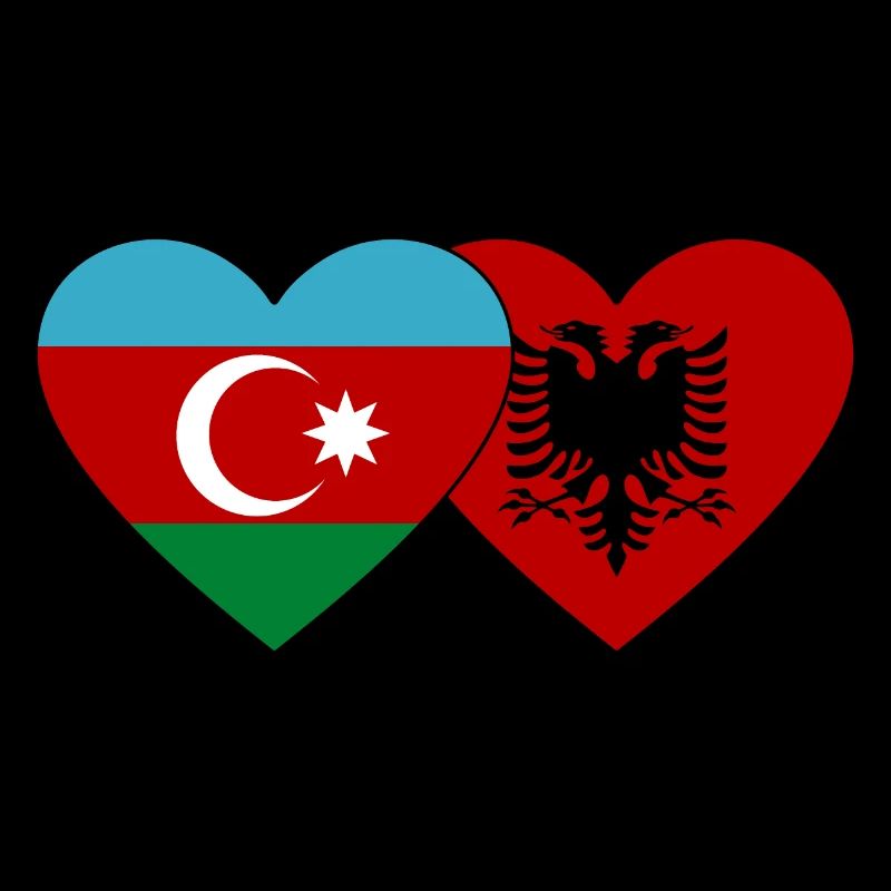 Azerbaïdjan Albanie Drapeau Coeur