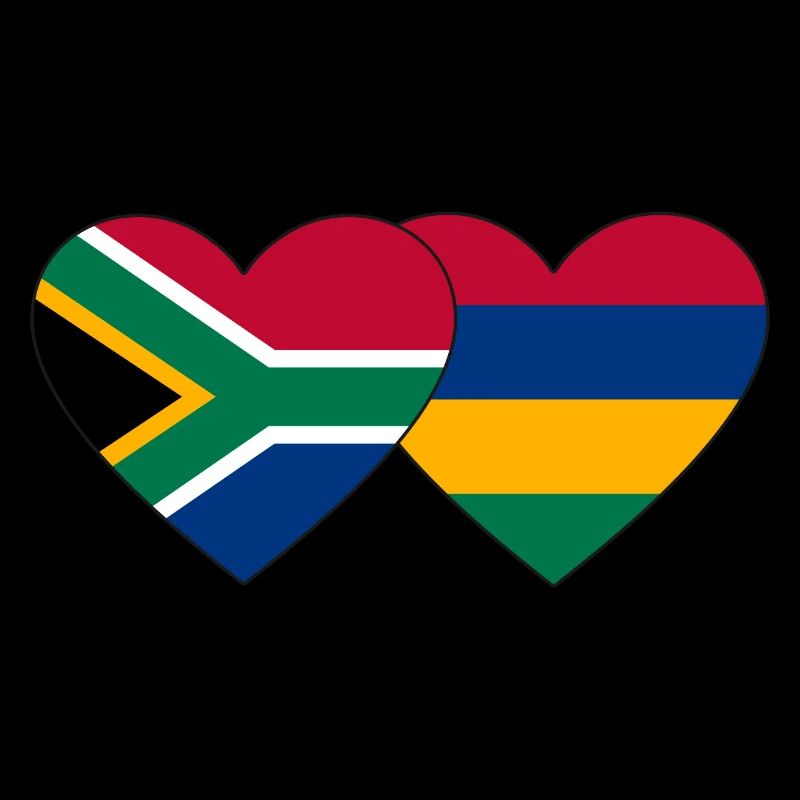 Afrique du Sud Maurice Flag Heart
