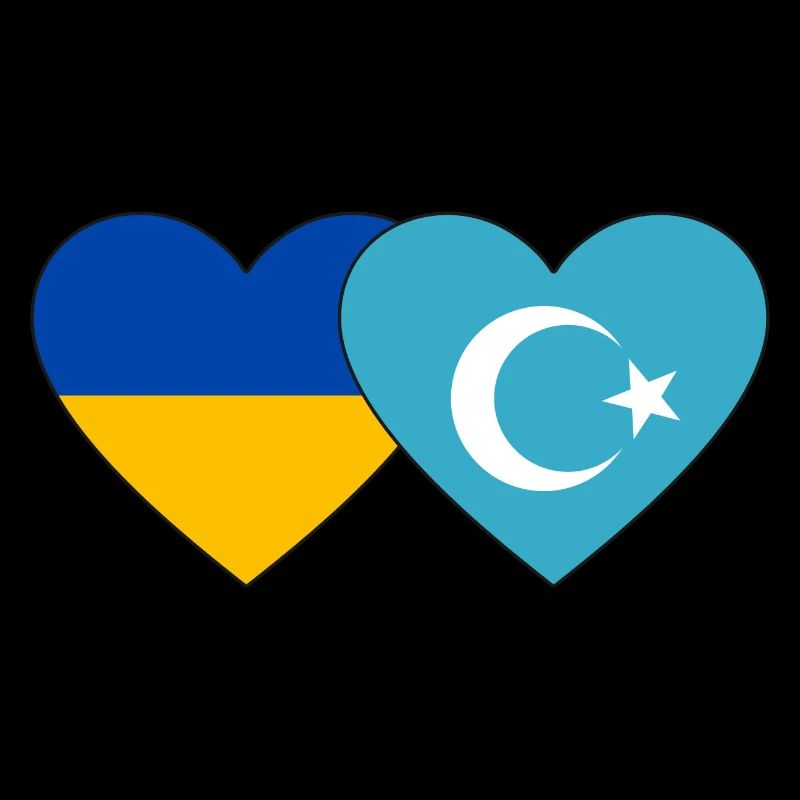 Ukraine Uiguren Herz Flagge