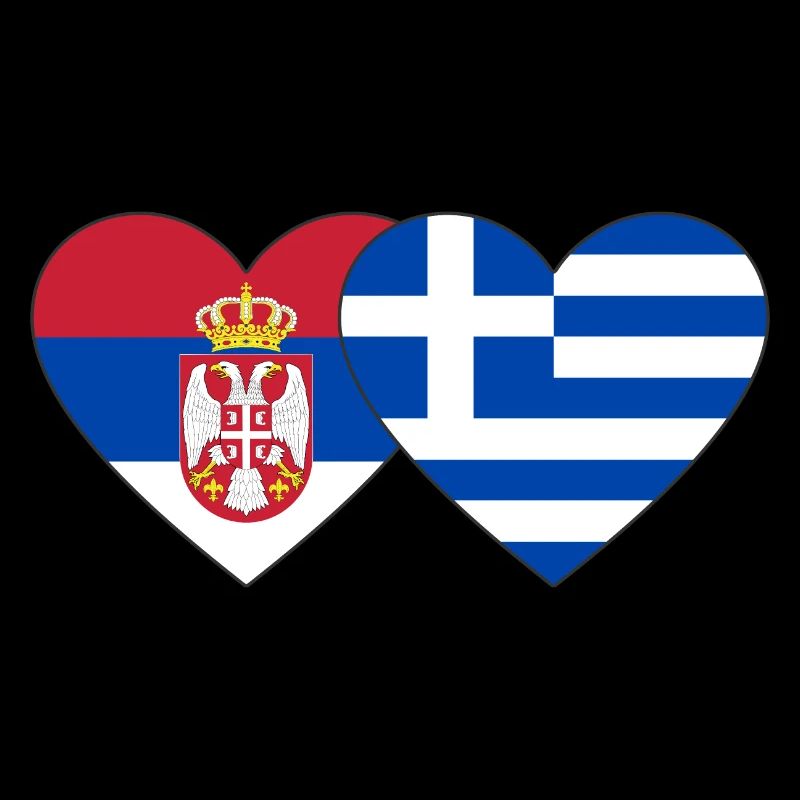 Serbie Grèce Drapeau Coeur