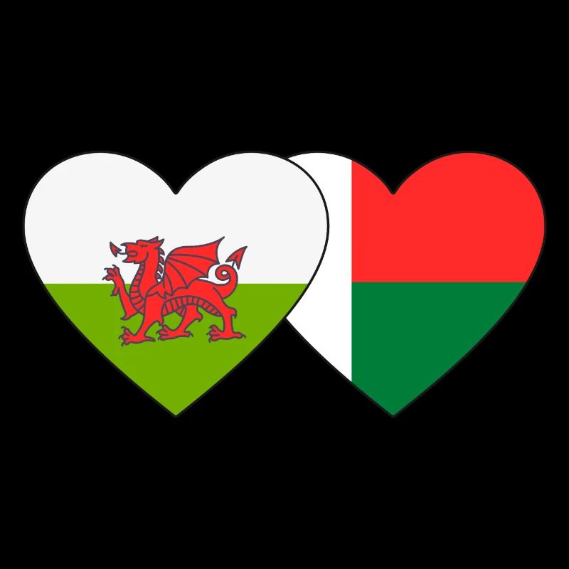 Wales Madagascar Flag Heart