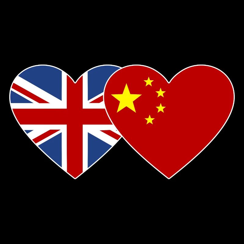 Angleterre Chine Drapeau du cœur