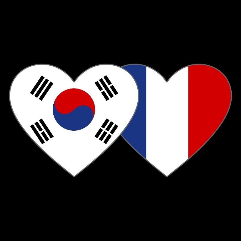 Corée du Sud France Drapeau Coeur