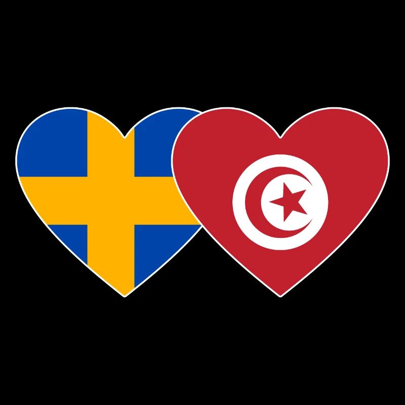 Suède Tunisie Drapeau Coeur