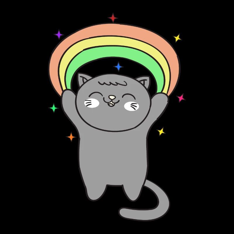 Süße Katze mit Regenbogen