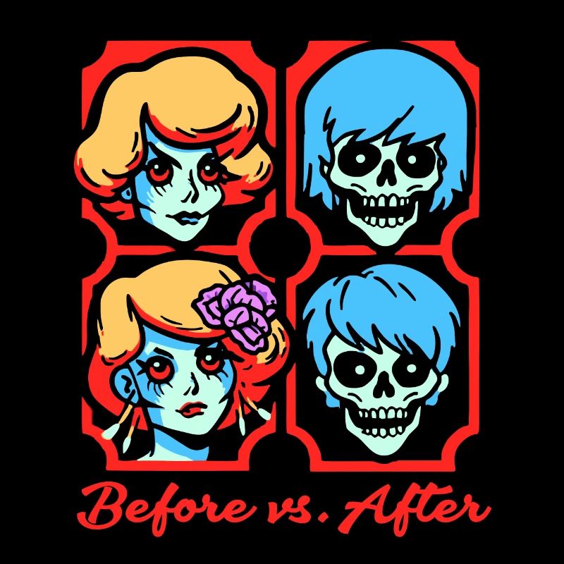 Beauté avant vs après, têtes de zombies