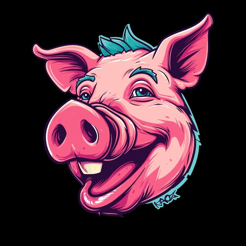 Cochon punk super heureux