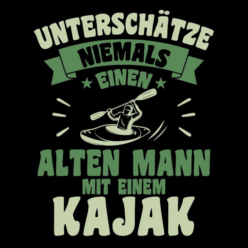 Alten mann mit einem Kajak