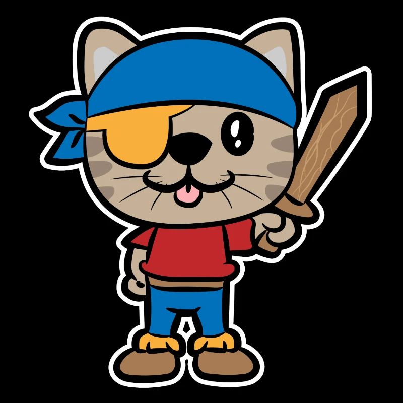Chat pirate avec épée en bois