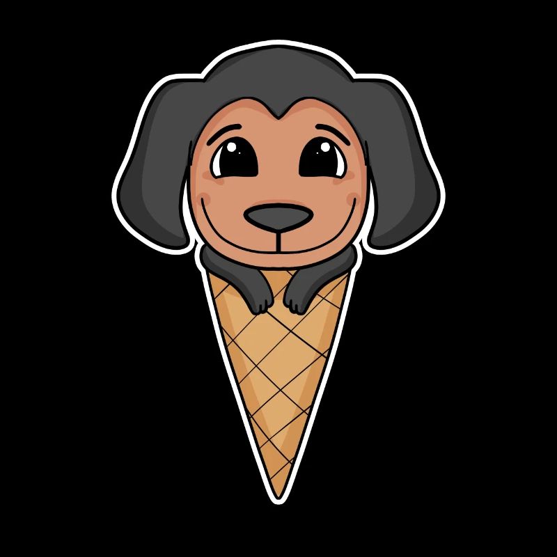 Coonhound mit Eiswaffel - Eis