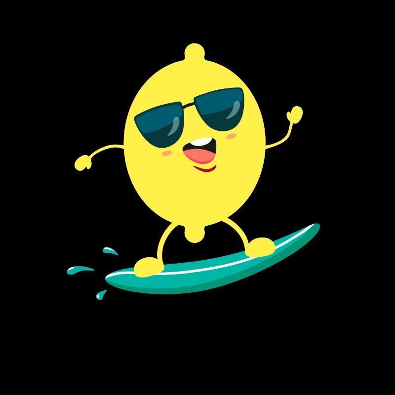 Funny Lemon Surfing Summer Fruit Design