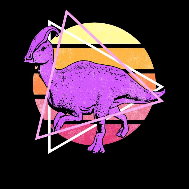 Vaporwave Synthwave Parasaurolophus Dinosaurier
