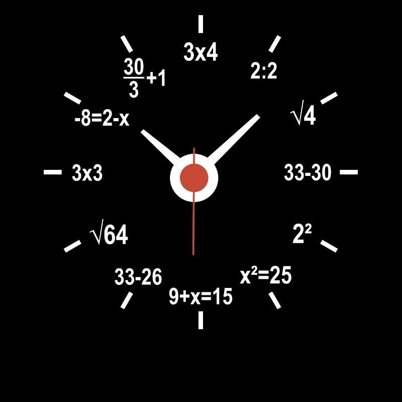Clock with mathematical formulas for math teachers