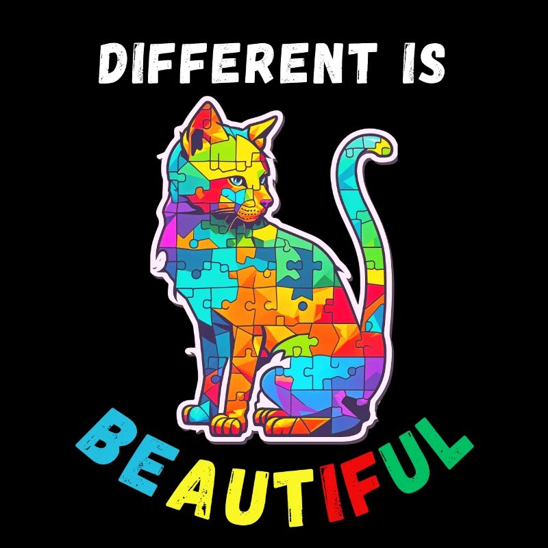 Soutien sensibilisation à l'autisme chat coloré