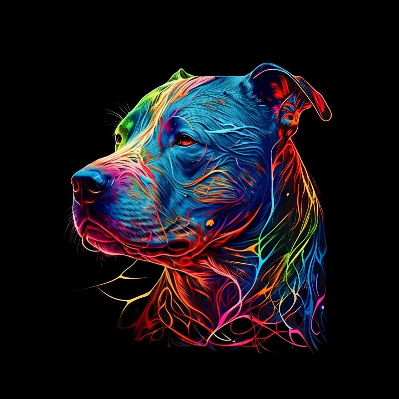 Idee Fan Hund Kopf Pitbull bunte Mandala