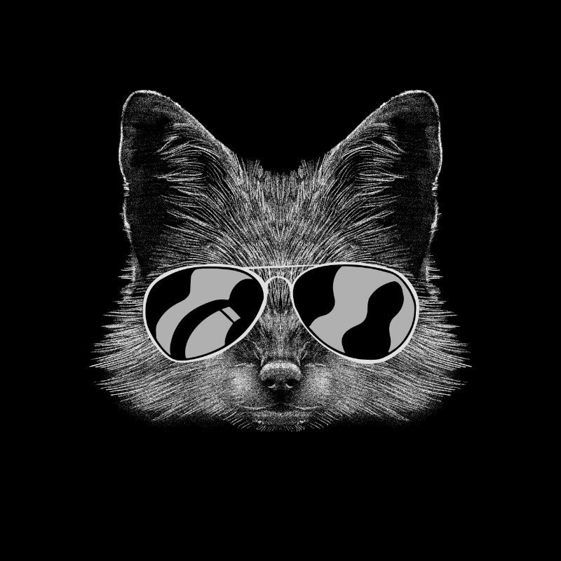 Fuchs mit Kopfhörer und cooler Equalizer Brille