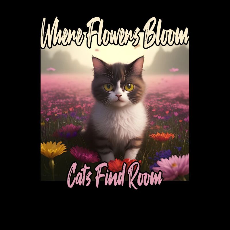 Chat dans la mer de fleurs
