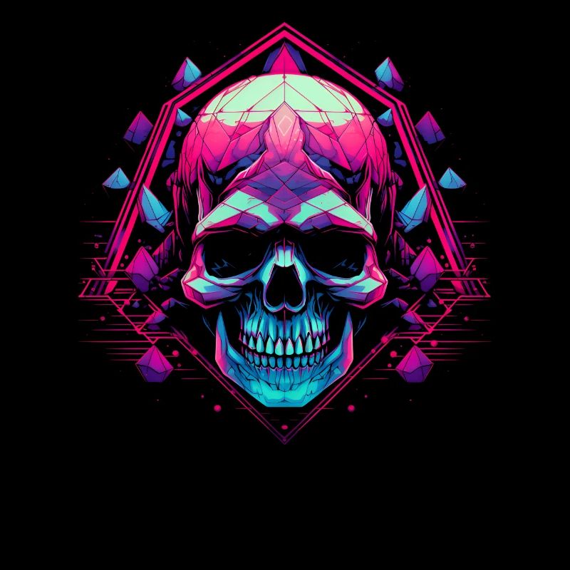 Polygon Synthwave Vaporwave Schädel